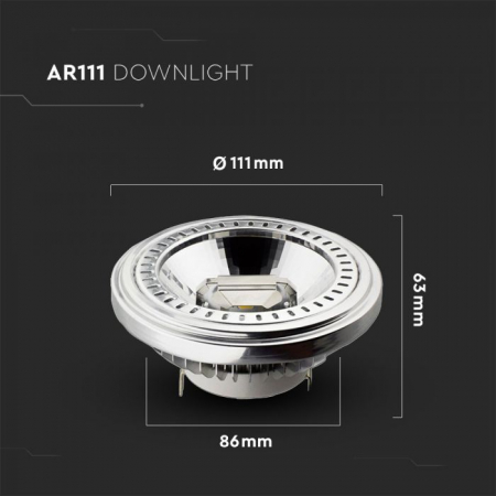 Bec spot LED AR111 15W 12V unghi disp. 40° Alb cald/Alb Rece [3]