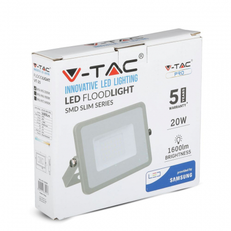 Proiector LED Gri 20W Chip Samsung Alb Rece 447 [1]