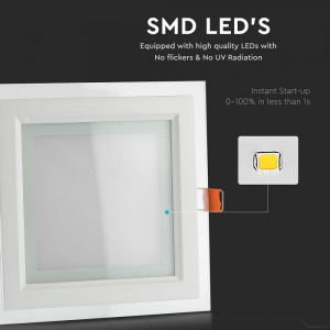 Panou LED 6W cu sticlă - Pătrat, Alb natural montaj Incastrat [1]