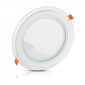 Panouri LED - Panou LED 12W cu sticlă - Rotund, Alb natural montaj Incastrat