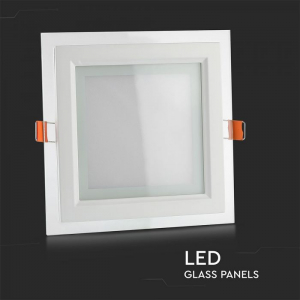 Panou LED 18W cu sticlă - Pătrat Alb natural montaj Incastrat [5]