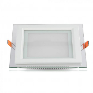 Panou LED 12W cu sticlă - Pătrat Alb natural montaj Incastrat [8]