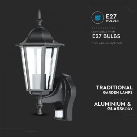 Lampa Suport de Gradina tip Felinar 1xE27 Corp negru mat [1]