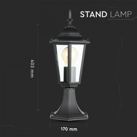 Lampa Suport de Gradina tip Felinar 1xE27 Corp negru mat [3]