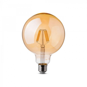 Surse de Iluminat - Bec LED Filament 6W E27 Dimabil Amber G95 - Lumina Calda