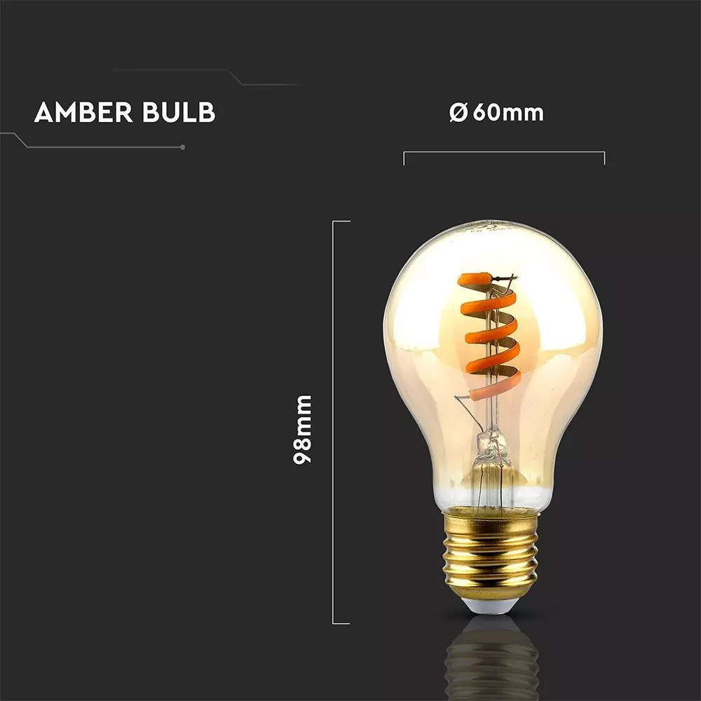 Bec LED Filament spirala 4W E27 Chihlimbar Alb Cald 7335 [3]