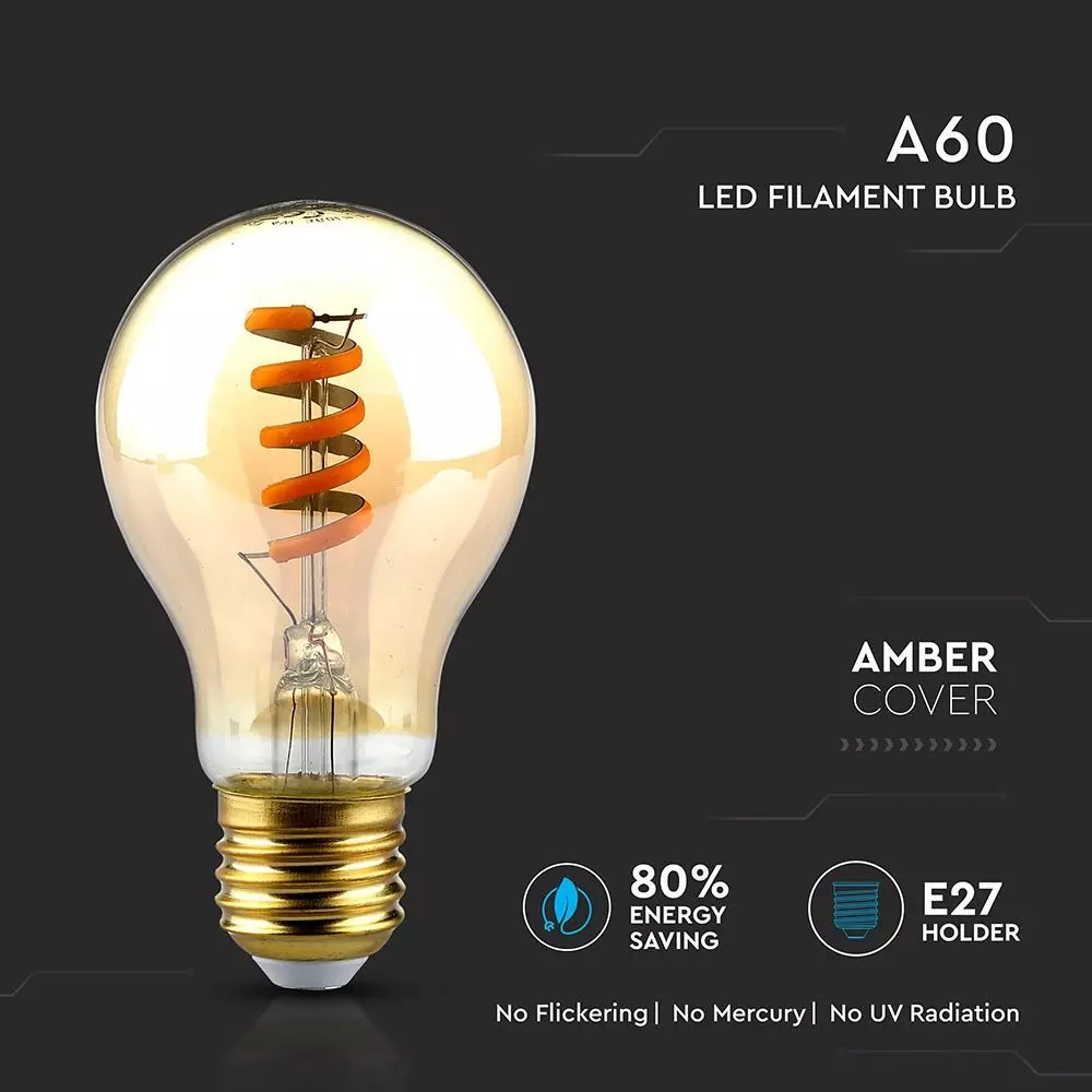 Bec LED Filament spirala 4W E27 Chihlimbar Alb Cald 7335 [2]