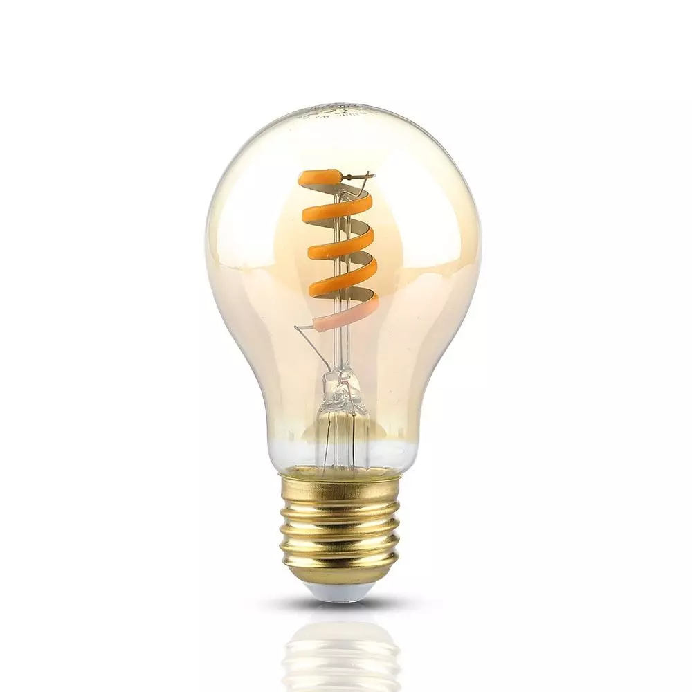 Becuri LED - Bec LED Filament spirala 4W E27 Chihlimbar Alb Cald 7335