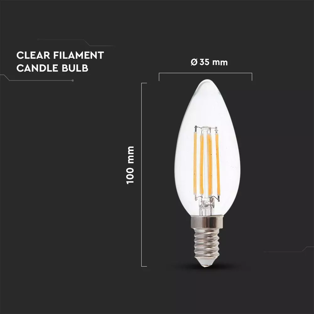Bec LED 4W E14 Filament Lumanare Blister 2 bucati Alb Cald 7365 [2]