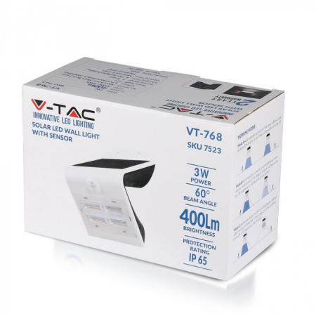 Lampă LED de perete încărcare solară 3W LED Corp Alb&Negru Alb Natural [2]