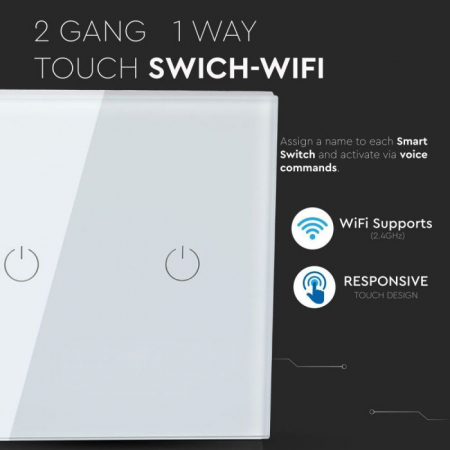 Intrerupator Alb 2 Comutatoare WIFI Compatibil Cu AMAZON ALEXA Si GOOGLE HOME [1]
