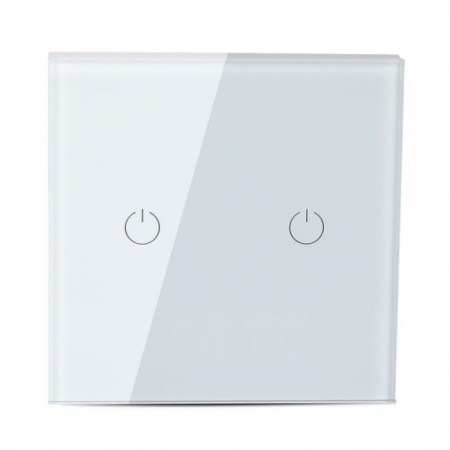 Smart - Intrerupator Alb 2 Comutatoare WIFI Compatibil Cu AMAZON ALEXA Si GOOGLE HOME