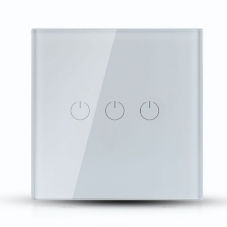 Smart - Intrerupator Alb 3 Comutatoare WIFI Compatibil Cu AMAZON ALEXA Si GOOGLE HOME