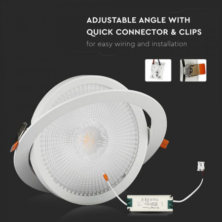 Spot LED 20W Orientabil Cu CIP SAMSUNG IP20 Rotund Alb Cald/Alb Natural/Alb Rece [6]