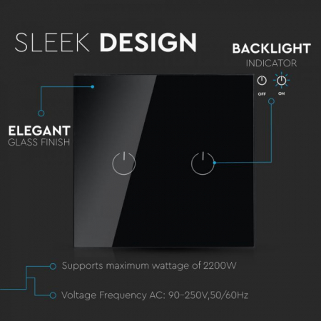 Intrerupator Negru 2 Comutator WIFI Compatibil Cu AMAZON ALEXA Si GOOGLE HOME [3]