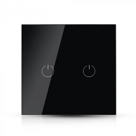 Smart - Intrerupator Negru 2 Comutator WIFI Compatibil Cu AMAZON ALEXA Si GOOGLE HOME