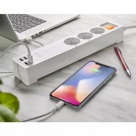 Prelungitor WIFI Inteligent Cu Intrerupator 3 Prize 4 Porturi USB Compatibil Cu AMAZON ALEXA Si GOOGLE HOME [2]