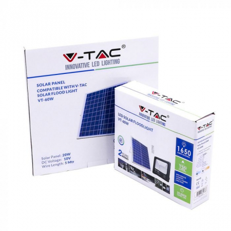 Proiector LED 20W Alb Rece Cu Panou Solar [2]