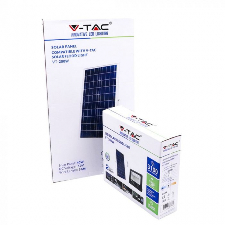Proiector LED 40W Alb Rece Cu Panou Solar [1]