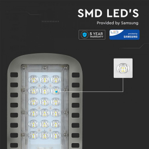 Lampa Stradala LED Slim 100W 120lm/W Cip Samsung Corp Gri Alb Rece - 5 Ani Garantie [4]