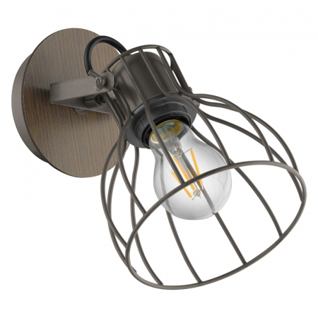 Aplice si Plafoniere LED - Aplica lemn EGLO SAMBATELLO E27 1X40W, Maro, argintiu
