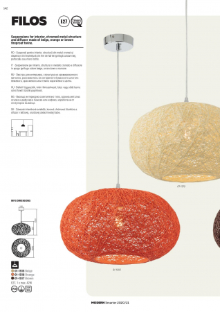 Suspensie Redo Filos, bej, 1XE27, 01-1515 [2]