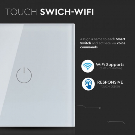 Intrerupator Wi-Fi Alb 1 Comutator WIFI Compatibil Cu AMAZON ALEXA Si GOOGLE HOME [5]