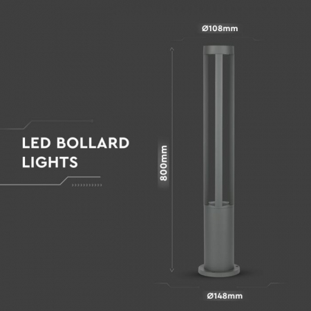Lampa Led Stalpisor de Gradina 10W Corp Gri 80cm Alb Cald [1]