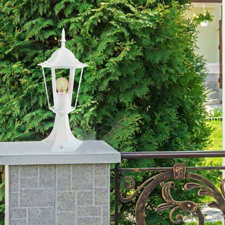 Lampa Suport de Gradina tip Felinar 1xE27 Corp Alb Mat [1]