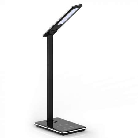 Lampă LED de Birou Neagra 5W 3 în 1 Încărcător Wireless Control Touch Protectie Ochi Port USB [1]