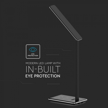 Lampă LED de Birou Neagra 5W 3 în 1 Încărcător Wireless Control Touch Protectie Ochi Port USB [7]