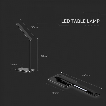 Lampă LED de Birou Neagra 5W 3 în 1 Încărcător Wireless Control Touch Protectie Ochi Port USB [4]