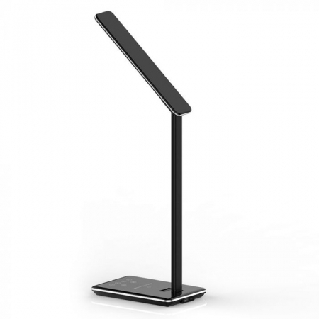 Lampă LED de Birou Neagra 5W 3 în 1 Încărcător Wireless Control Touch Protectie Ochi Port USB [9]