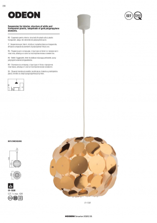 Pendul Redo Odeon, auriu, 1XE27, 01-1508 [1]