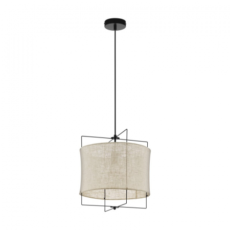 Candelabre, Lustre și Pendule LED - Pendul EGLO BRIDEKIRK 43292, E27 1X40W Ø400mm, Negru, panza natur