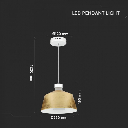 Pendul LED Suspendat Abajur 250mm x190mm 7W Corp Auriu - Lumina Calda/Neutra LED incorporat [4]
