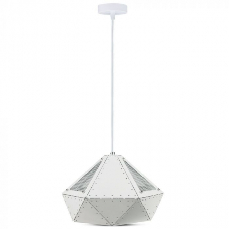 Candelabre, Lustre și Pendule LED - Pendul Suspendat Design Prisma Metal Pastel Alb E27 5 Ani Garantie