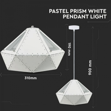 Pendul Suspendat Design Prisma Metal Pastel Alb E27 5 Ani Garantie [2]