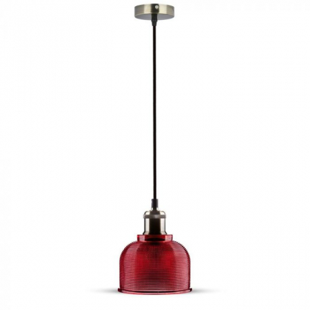 Candelabre, Lustre și Pendule LED - Pendul Suspendat E27 Metal+Sticla Rosu 5 Ani Garantie