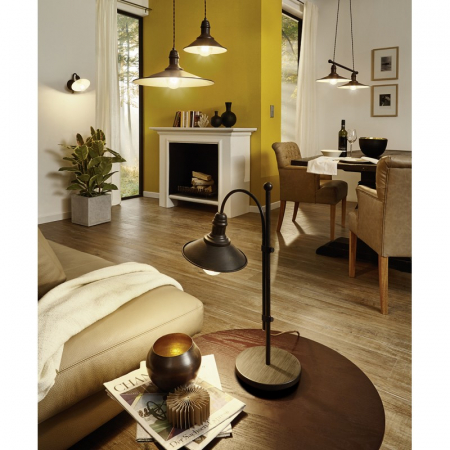 Pendul vintage EGLO STOCKBURY 49455, E27 1X60W Ø210mm, Maro antichizat, beige [1]