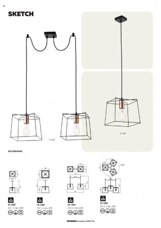 Suspensie Redo Sketch, negru, cupru, 1XE27, 30 cm [2]