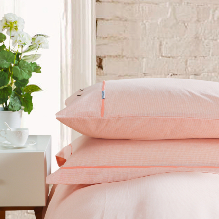 Lenjerie pat Behrens Be Chambray Check Peach [3]