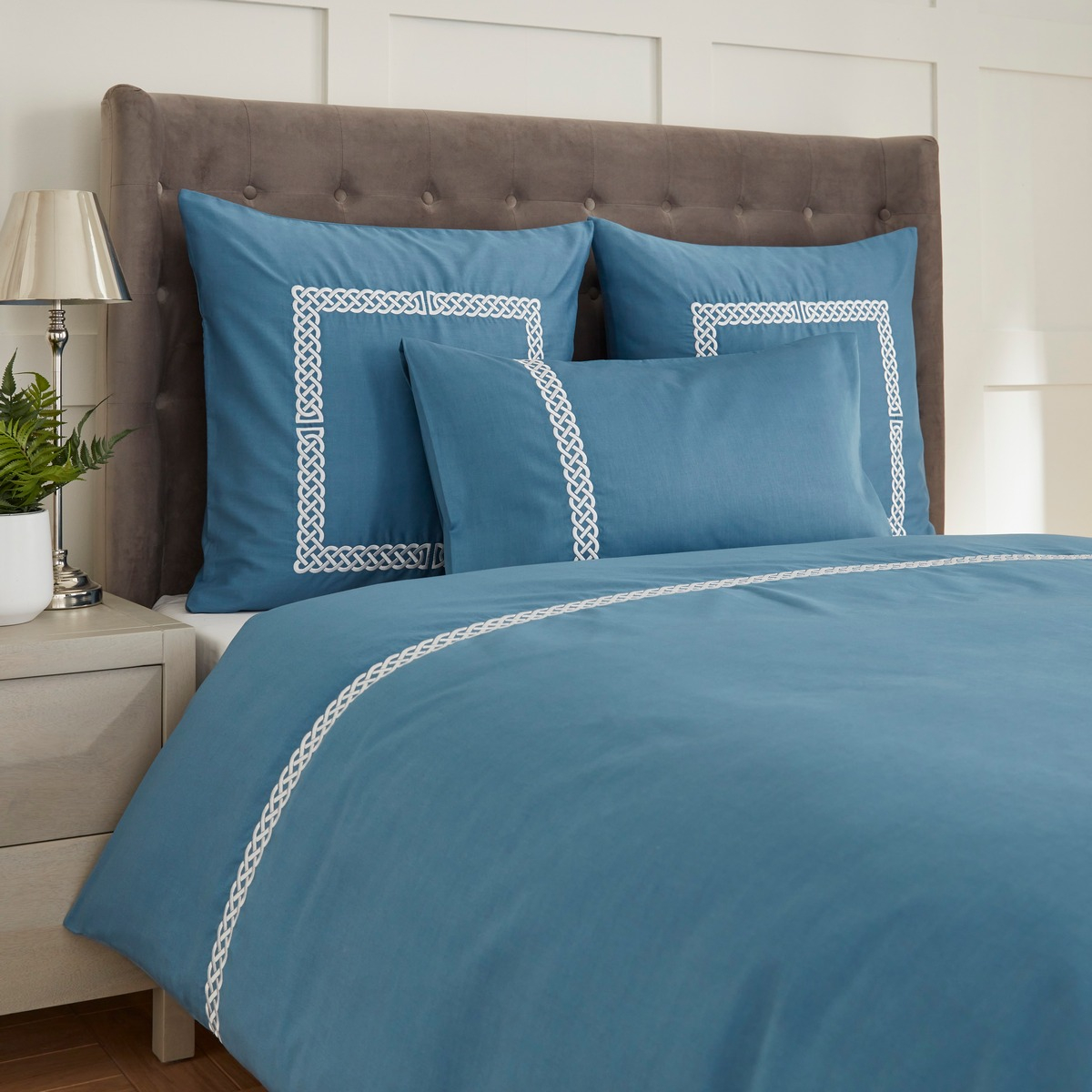 Lenjerie de pat Heritage Collection Celtic Knot Midnight Teal 400TC 200x200 cm