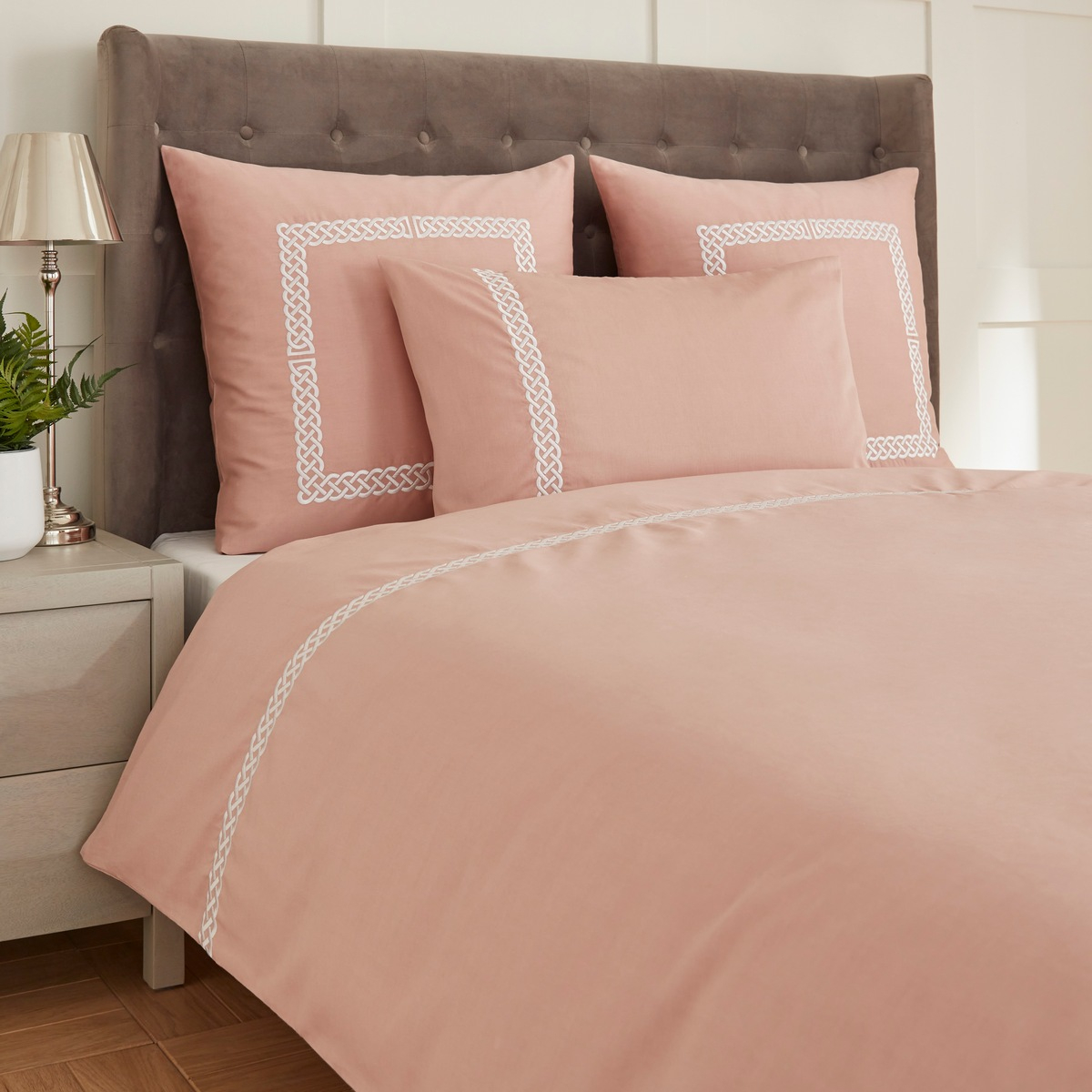Lenjerie de pat Heritage Collection Celtic Knot Rose Pink 400TC 200x200 cm
