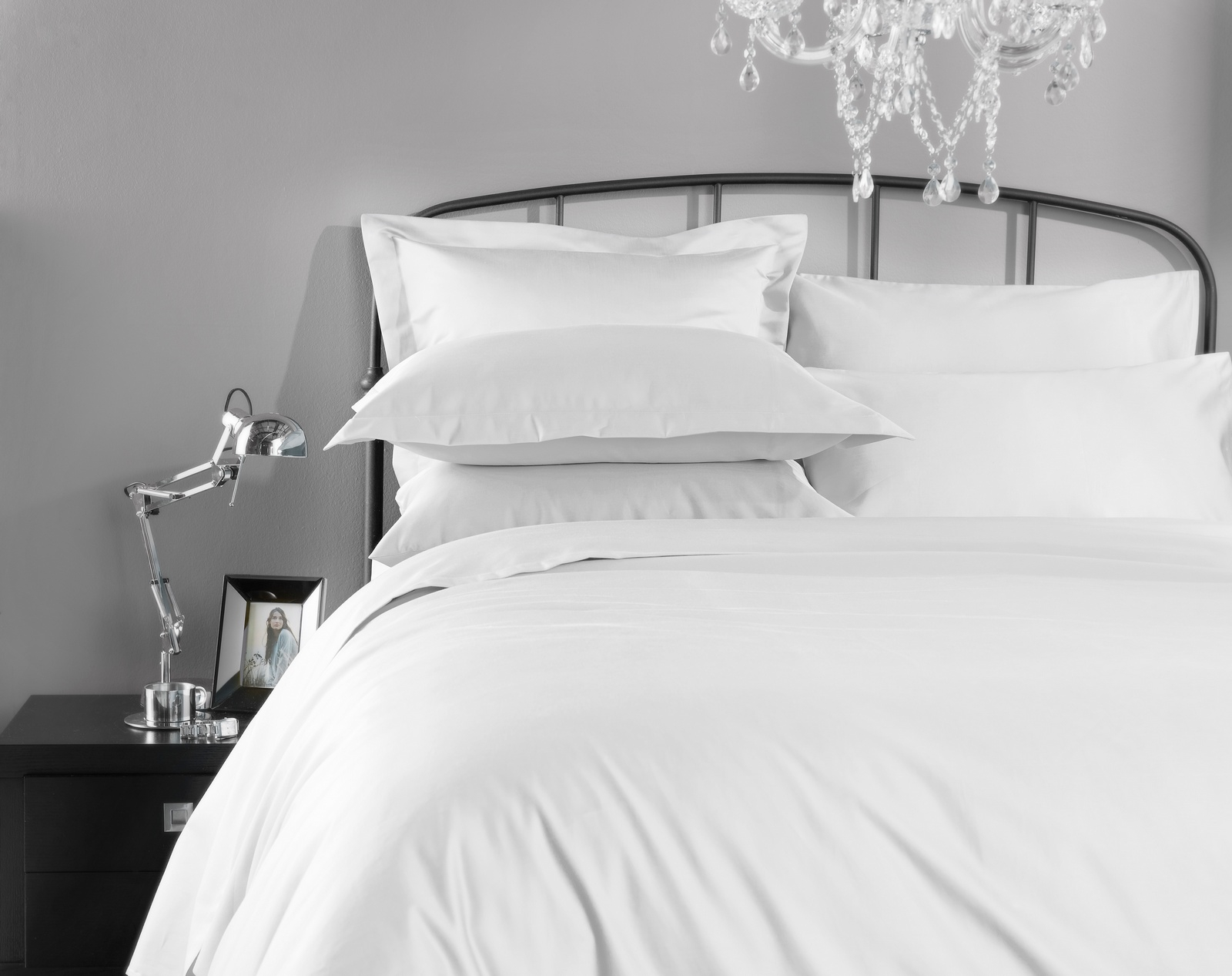 Lenjerie pat Luxury Emporium White Bumbac 600 Noduri 200x200 cm