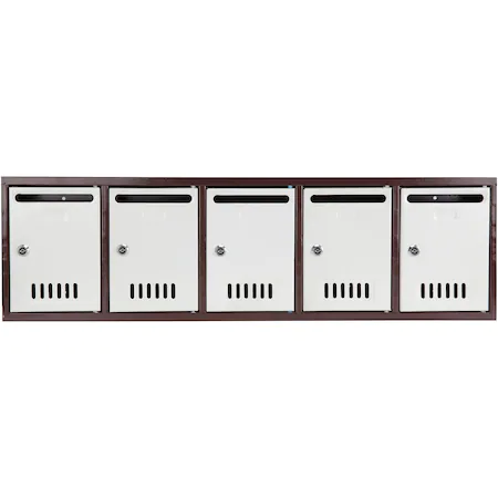 Modul 5 cutii postale Evotools, 2 chei, 910 x 260 x 76 mm, Otel, Gri/Maro [1]