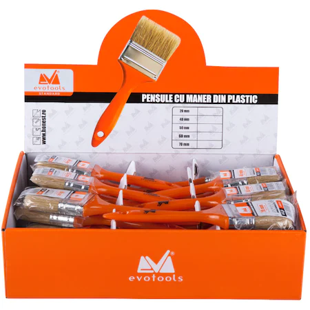 Set Pensule cu maner de plastic Orange Evotools 5x20mm 10x40mm 10x50mm 5x60mm 5x70mm [1]