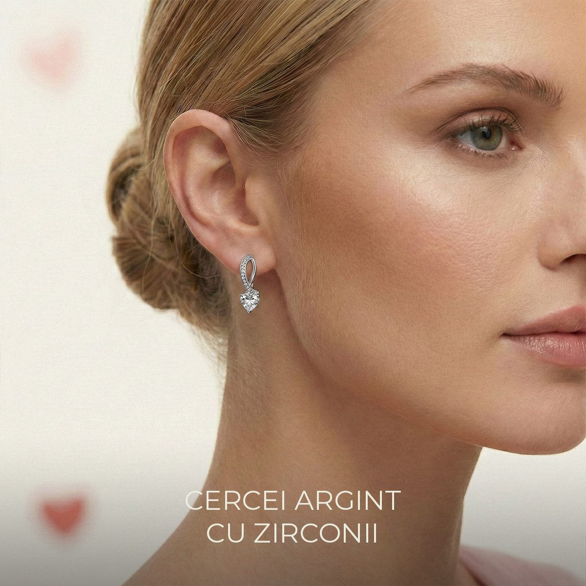 Cercei Argint Zirconia Valentines -70%