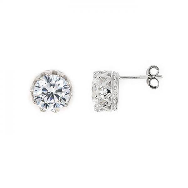 Cercei argint 925 eleganti cu zirconii stil coroana [2]