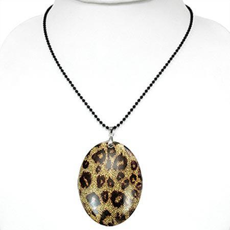 Colier cu pandantiv model leopard si lant negru [2]